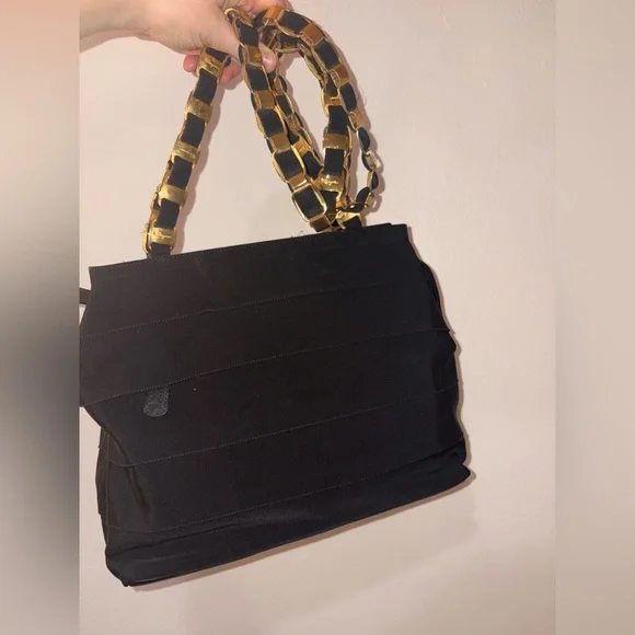 Salvatore Ferragamo Black and Gold Accent Bag - Picture 12 of 17